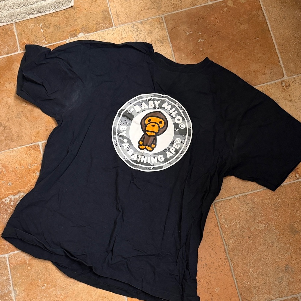 BABY MILO Black Graphic T-Shirt - A Bathing Ape Inspired fits xl